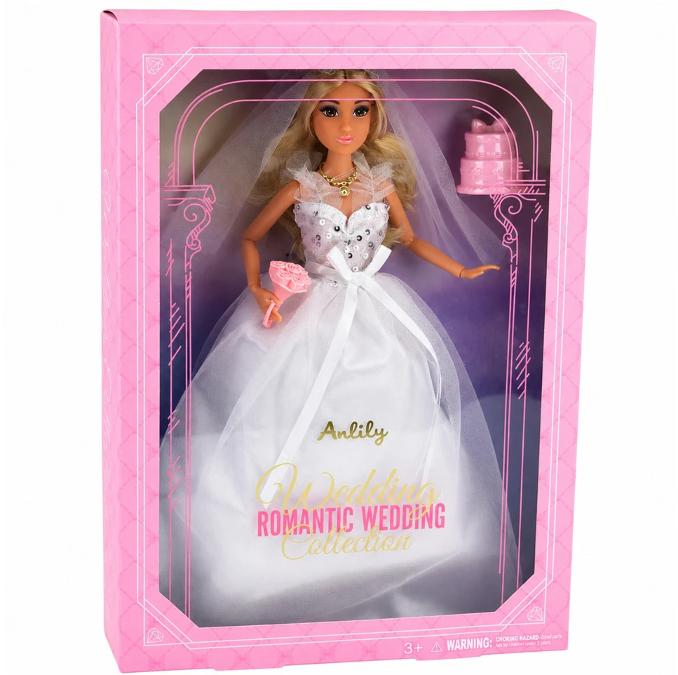 Lean Toys Nuotakos lėlė su vestuvine suknele ir aksesuarais, balta, 30 cm