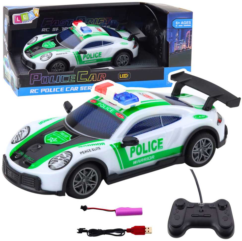 Lean Toys Nuotoliniu būdu valdomas policijos automobilis su LED apšvietimu 1:22