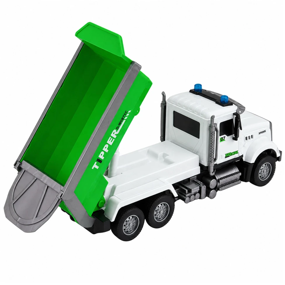 Lean Toys Nuotoliniu būdu valdomas savivartis su pakeliamu kėbulu, baltas ir žalias, 32 × 14,5 × 10,5 cm