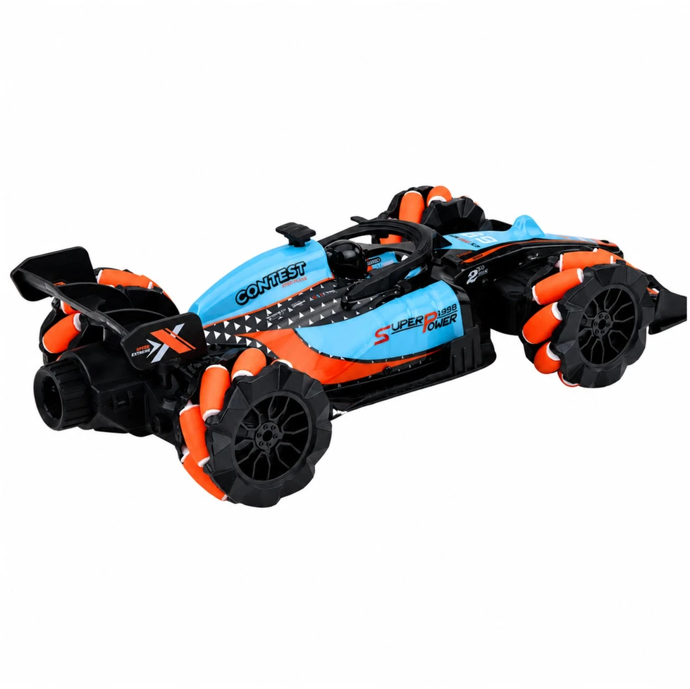 Lean Toys Nuotoliniu būdu valdomas sportinis automobilis su šviesos efektais, juodas su mėlynais ir oranžiniais elementais, 31 x 13,5 x 7,5 cm