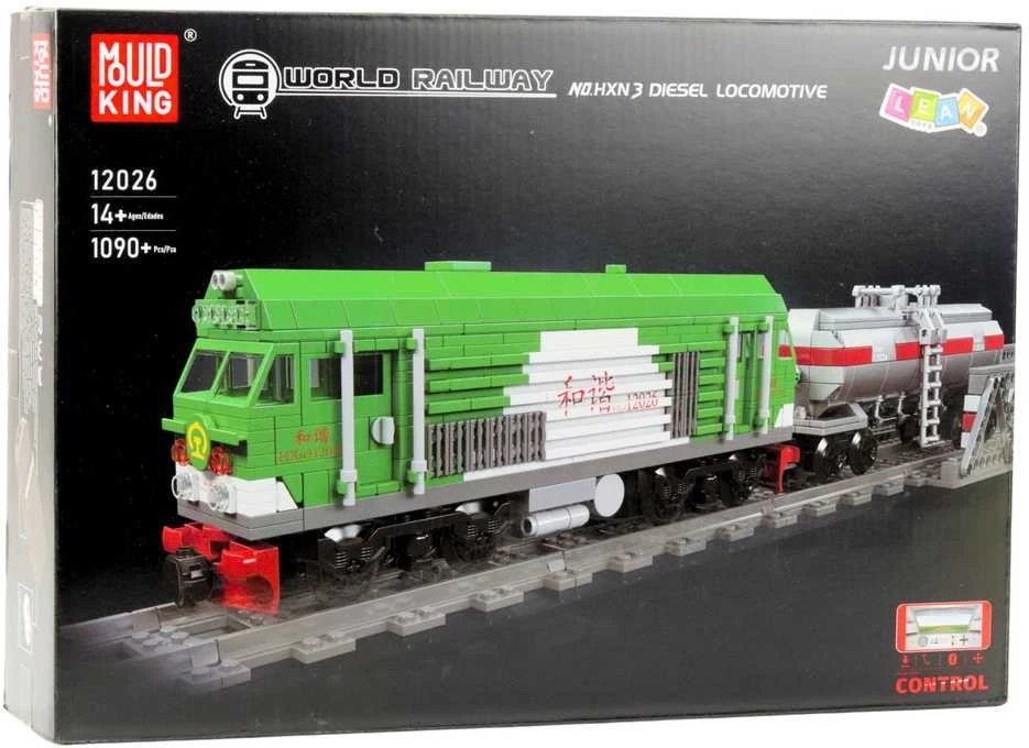 Lean Toys Nuotoliniu būdu valdomas traukinio konstruktorius su bėgiais, 1090 detalių