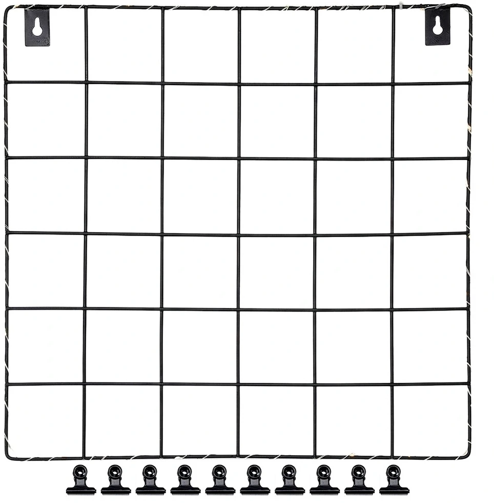 Nuotraukų tinklelis su LED apšvietimu, metalinis, juodas, 36 × 36 × 2 cm