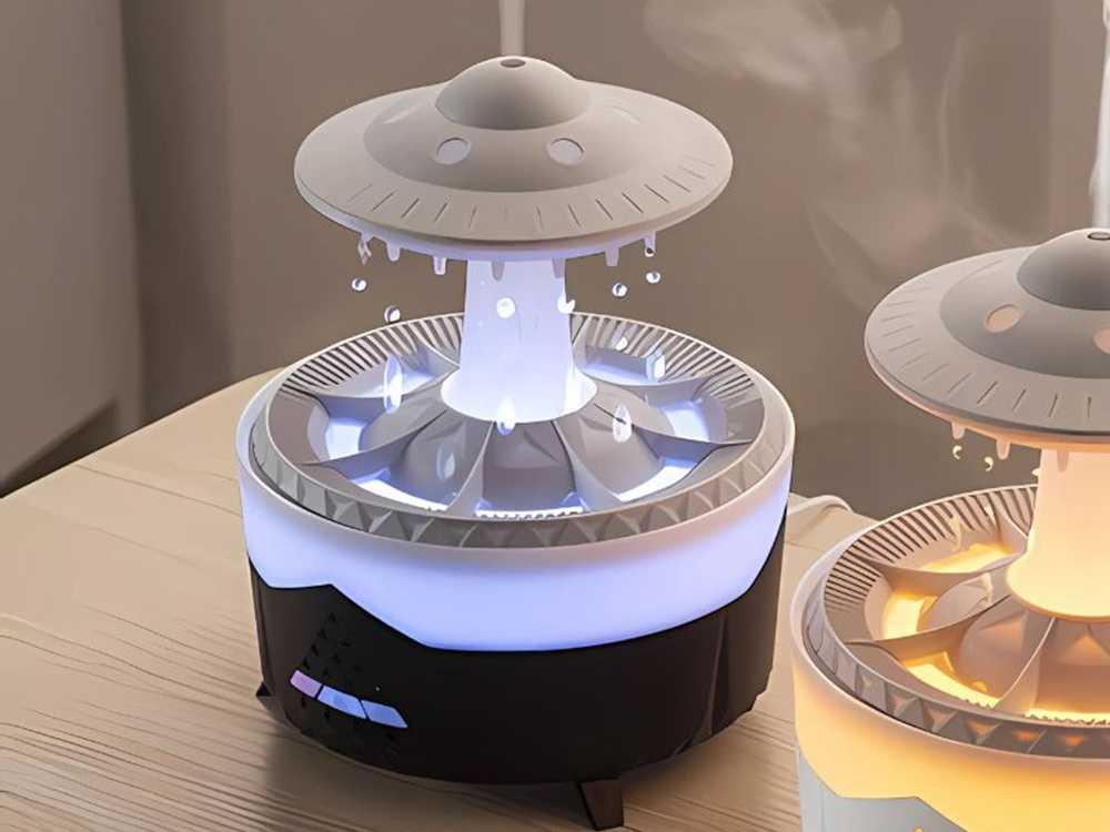 Oro drėkintuvas su LED apšvietimu, 350 ml, juodas