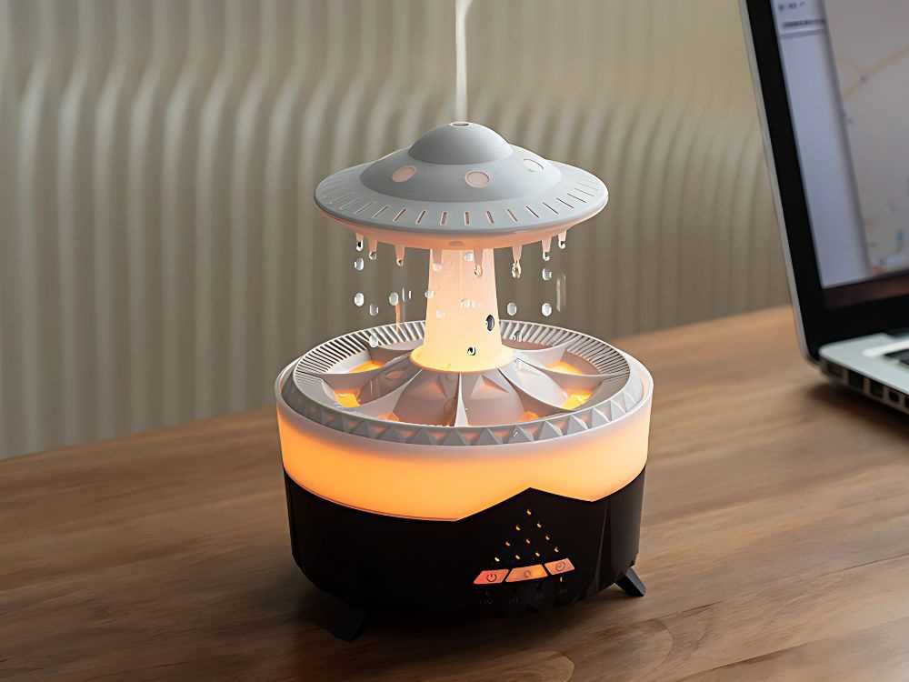Oro drėkintuvas su LED apšvietimu, 350 ml, juodas