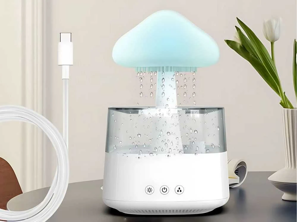 Oro drėkintuvas su LED apšvietimu ir aromaterapija, 450 ml