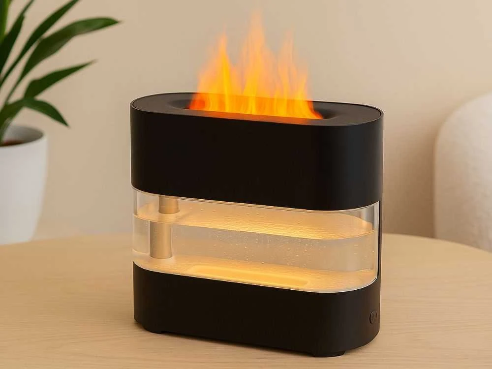 Oro drėkintuvas su liepsnos efektu ir LED apšvietimu USB