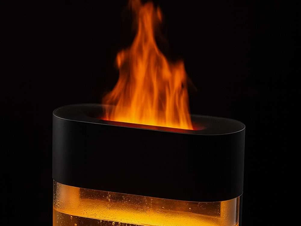 Oro drėkintuvas su liepsnos efektu ir LED apšvietimu USB
