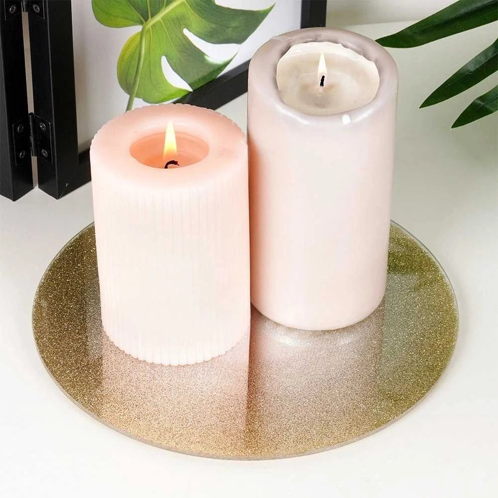 Home Styling Collection Dekoteller Stiklinė Dekoratyvinė Plokštė su Blizgučiais 20 cm
