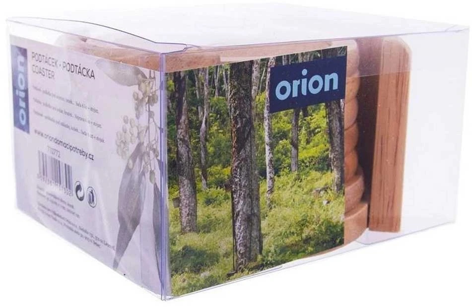 Orion mediniai padėkliukai puodeliams 6 vnt. su stovu