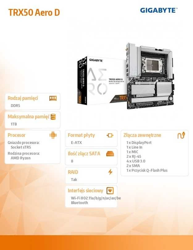 Pagrindinė plokštė Gigabyte TRX50 AERO D