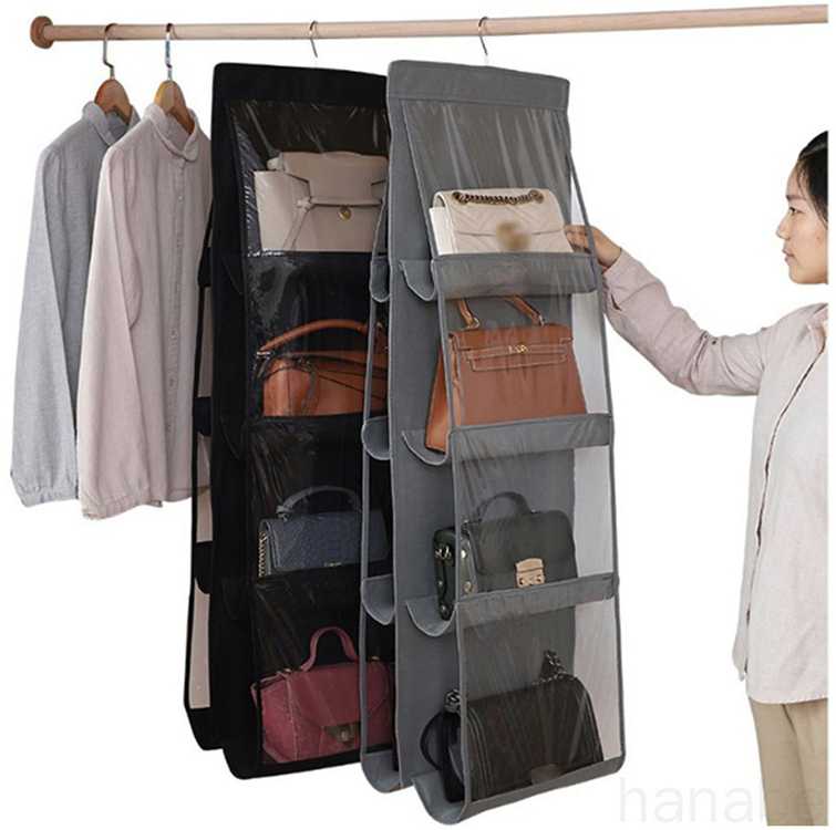 Pakabinamas pilkas drabužių ir aksesuarų organizatorius, 100x34 cm