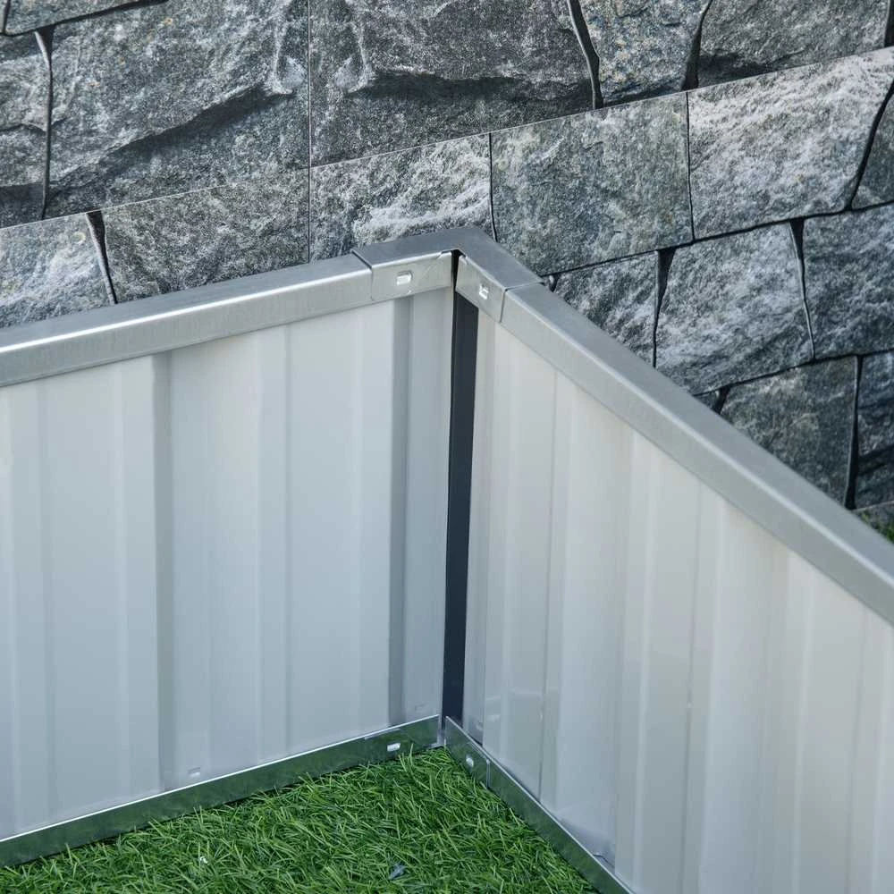 Outsunny DIY plieninė pakelta lysvė, sodo lysvė su T formos augalų žymekliais ir pirštinėmis, tamsiai pilka