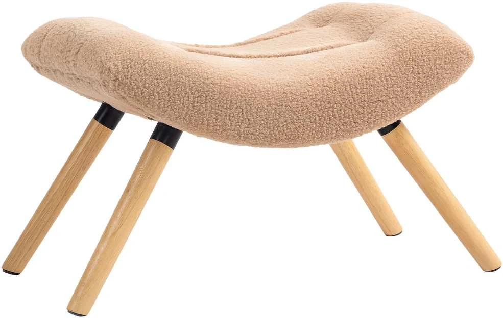 HOMCOM sėdimas pufas, kojų atrama su berberų vilnos audiniu, paminkštintas pufas iki 120 kg apkrova, svetainei, miegamajam, 67 x 45 x 38 cm, rudas