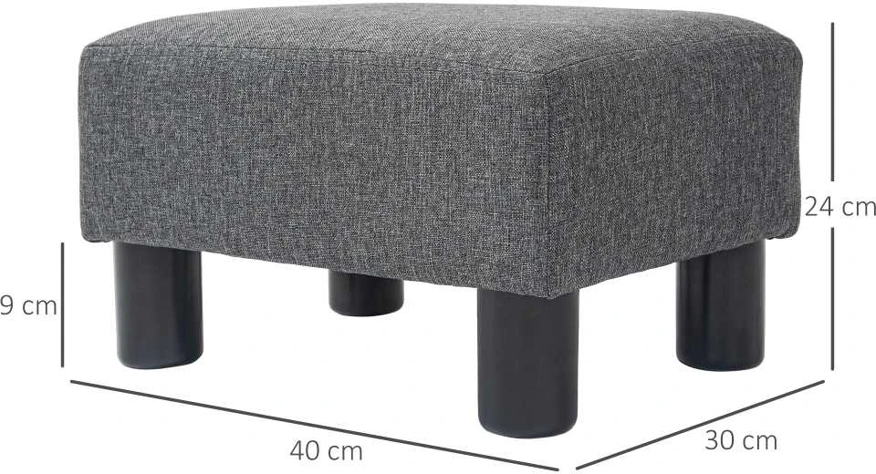 HOMCOM sėdimasis pufas, pufas su lino išvaizdos audiniu, modernus kojų atramos pufas, paminkštintas pufas, otomanė miegamajam, svetainei, tamsiai pilka
