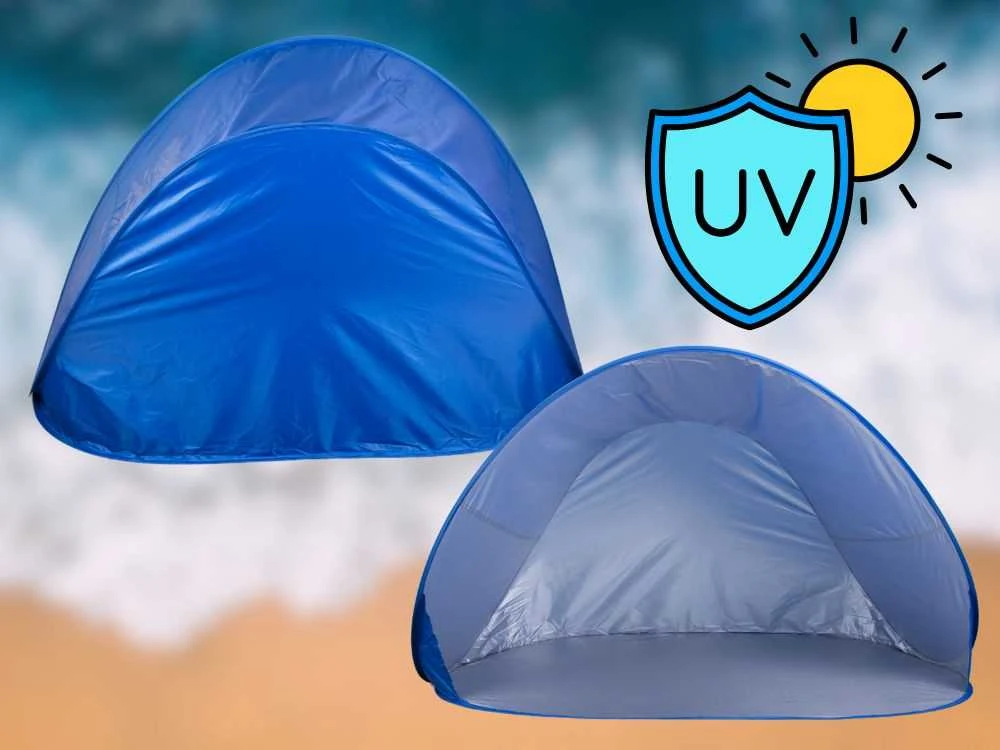 Verk Group Palapinė paplūdimiui su UV apsauga ir dėklu, mėlyna