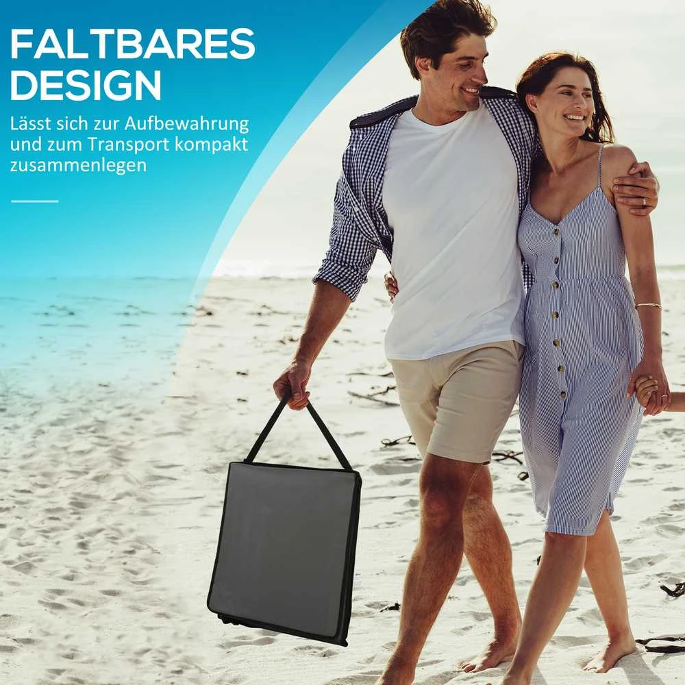 Homcom „Outsunny“, 2 vnt. paplūdimio kilimėlių rinkinys, sulankstomas paplūdimio gultas, reguliuojamas saulės gultas, paplūdimio čiužinys su nešiojimo krepšiu, žurnalų kišenė, plienas, Oksfordo audinys