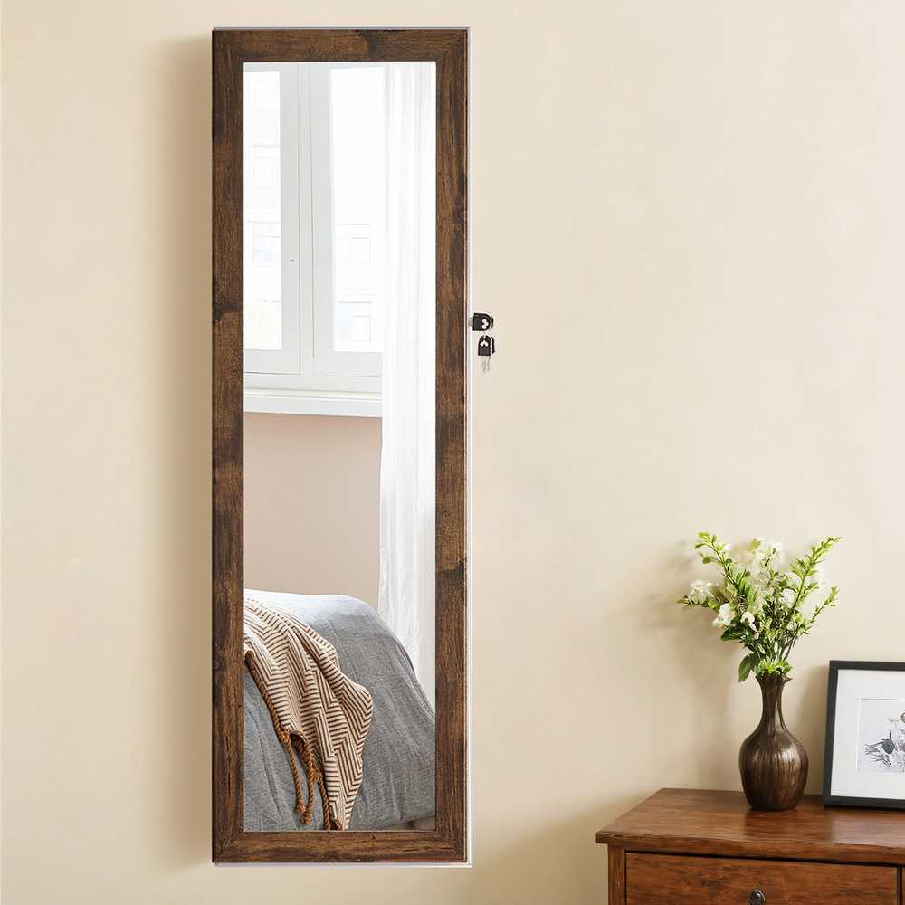 Papuošalų spinta SONGMICS su veidrodžiu ir LED apšvietimu, 37x10x120 cm