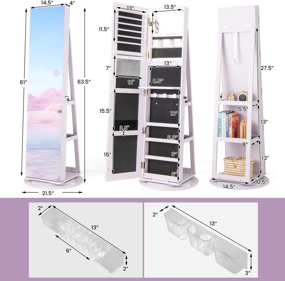 Papuošalų spintelė violetinė