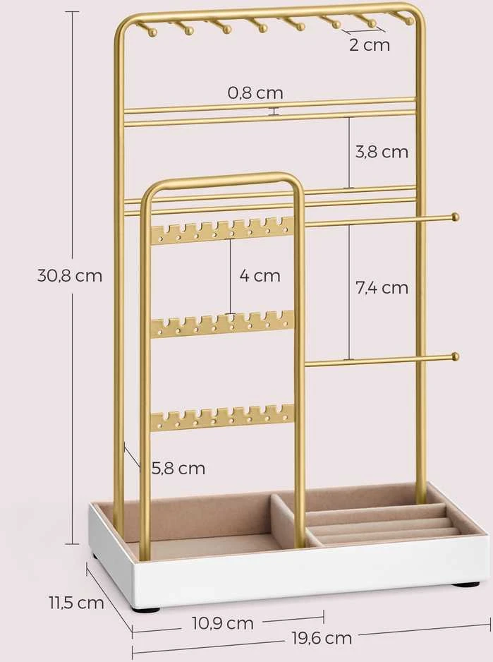 Songmics Papuošalų stovas metalinis 11,5x19,6x30,8 cm