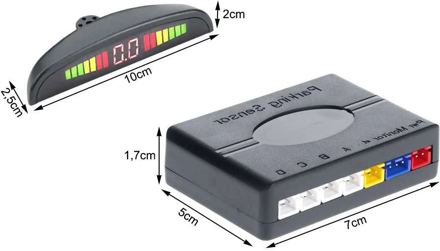 Parkavimo jutiklių rinkinys 4 vnt. su LCD ekranu