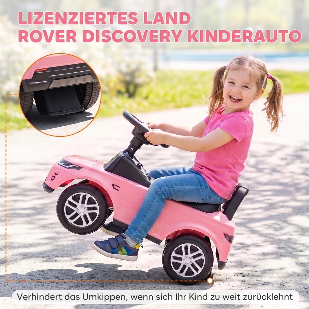 Paspiriama mašinėlė Land Rover Discovery su garsiniais efektais, rožinė, 65,5 × 28 × 42 cm