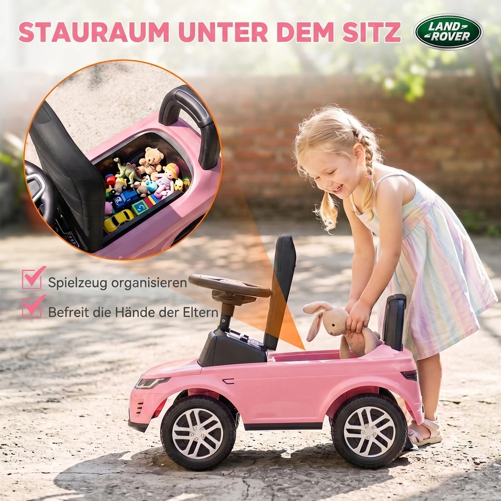 Paspiriama mašinėlė Land Rover Discovery su garsiniais efektais, rožinė, 65,5 × 28 × 42 cm