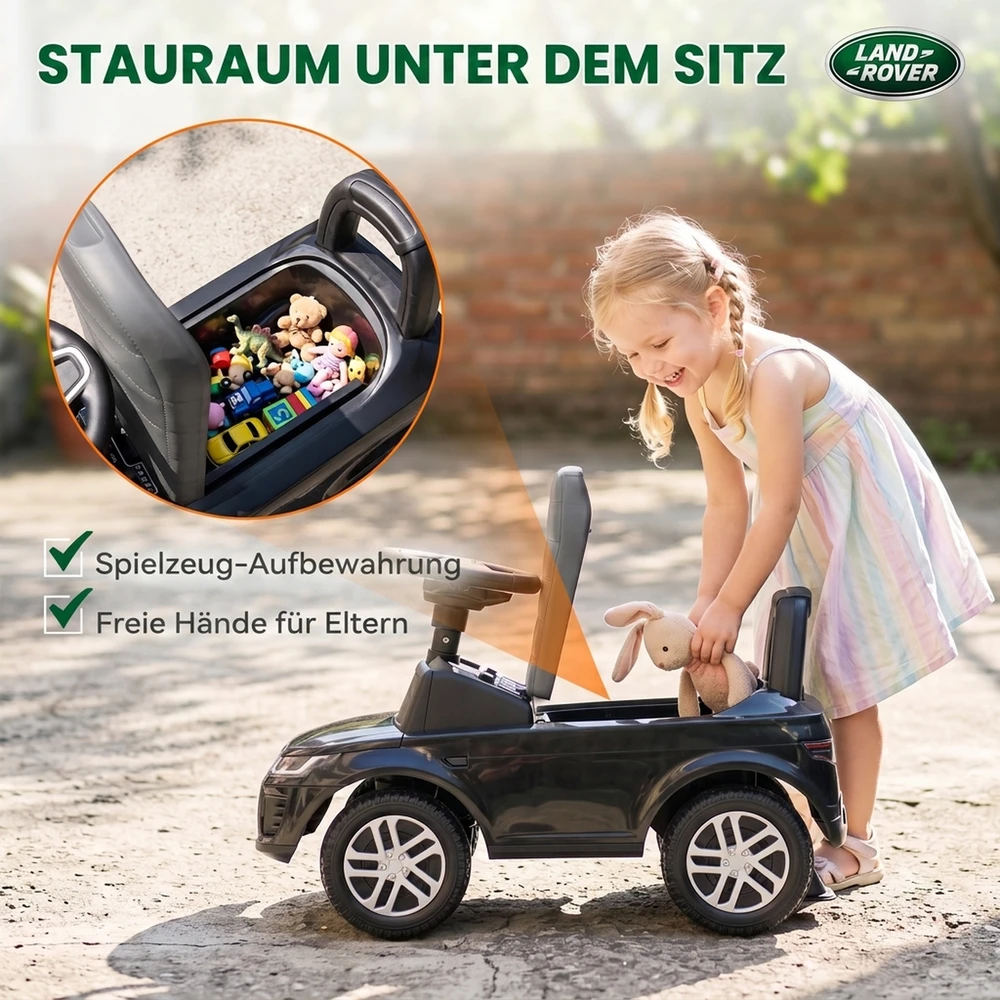 Paspiriama mašinėlė „Land Rover Discovery“ su garsais, juoda, 65,5 × 28 × 42 cm