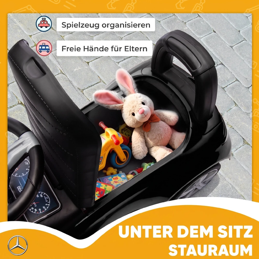 Paspiriama mašinėlė „Mercedes-Benz C-Class“ su garso efektais, juoda, 65 × 28 × 39 cm