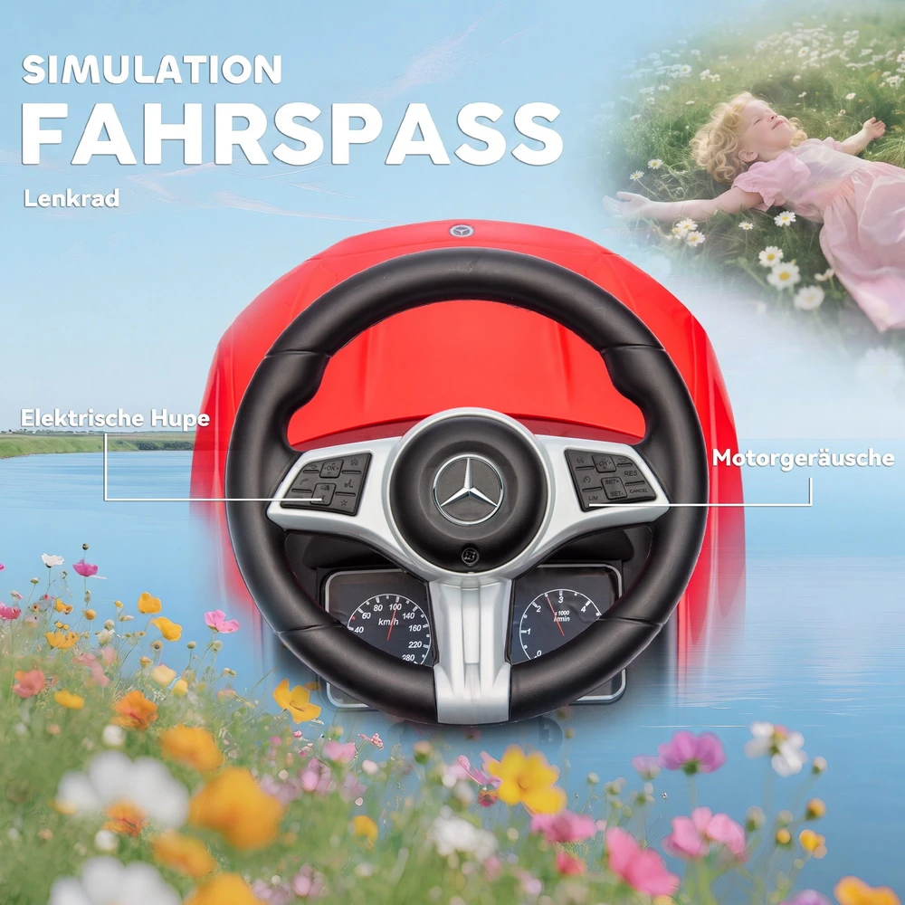 Paspiriama mašinėlė „Mercedes-Benz C-Class“ 2 viename, raudona, 91 x 40 x 83 cm