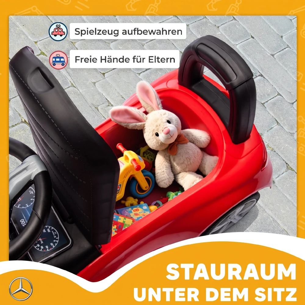 Paspiriama mašinėlė Mercedes-Benz C-Class su garsais, raudona, 65 × 28 × 39 cm