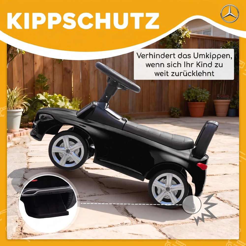 Paspiriama mašinėlė „Mercedes-Benz C-Class“ su garso efektais, juoda, 65 × 28 × 39 cm