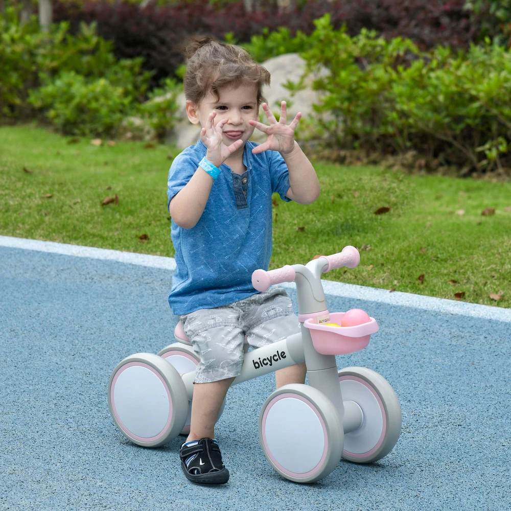AIYAPLAY vaikiškas balansinis dviratukas balansinis dviratukas nuo 1 metų kūdikio balansinis dviratukas su TPU ratukais be varžtų dovanos berniukams / mergaitėms mažylių žaislai rožinė+balta 56 x 27 x 39 cm