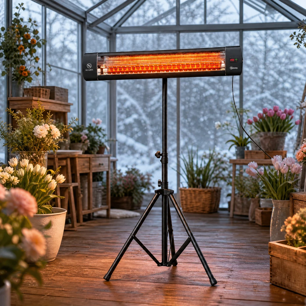 Pastatomas infraraudonųjų spindulių šildytuvas, 2500 W, juodas, 87 × 81 × 180 cm
