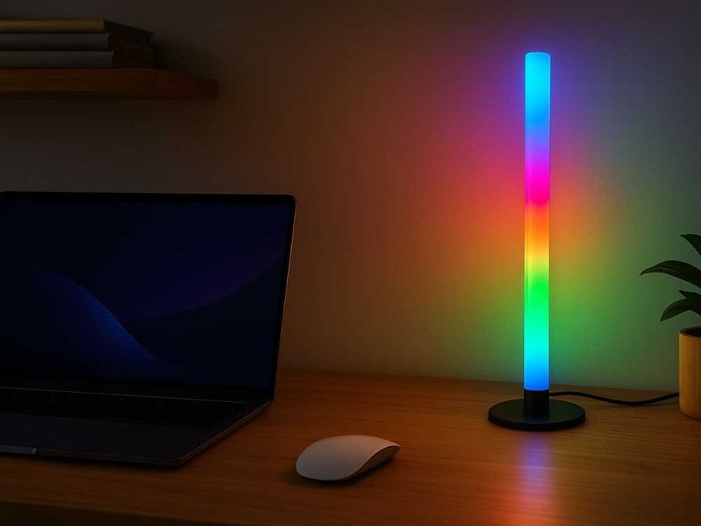 Pastatomas LED RGB šviestuvas su pulteliu, 40 cm