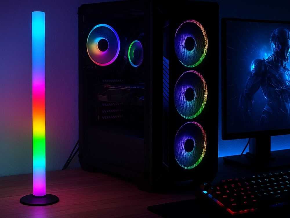 Pastatomas LED RGB šviestuvas su pulteliu, 40 cm