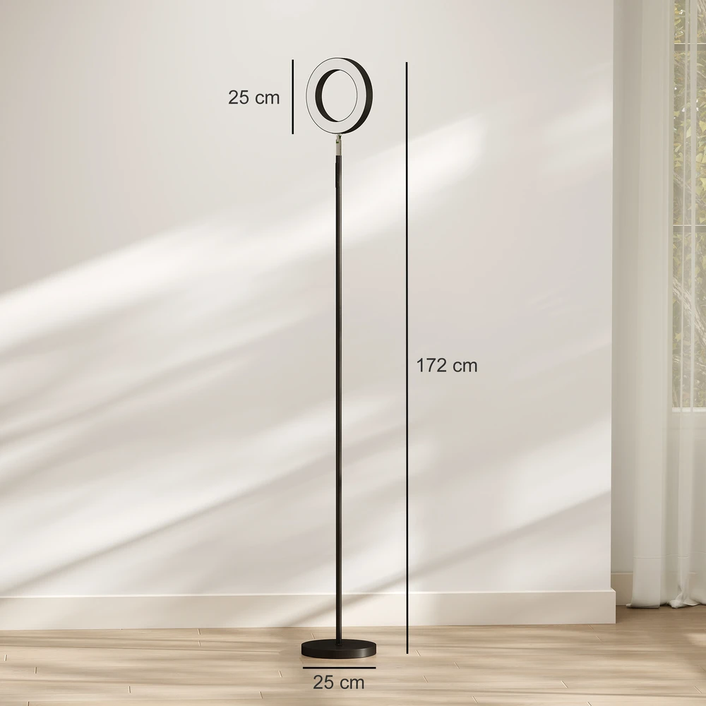 Pastatomas LED šviestuvas su RGB ir reguliuojama balta šviesa, juodas/baltas, 25 × 25 × 172 cm