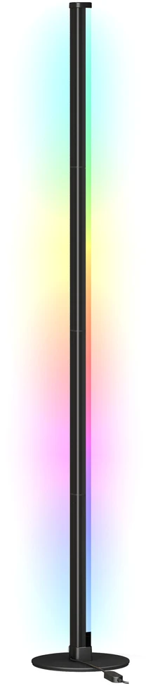 Pastatomas RGB LED šviestuvas su programėlės valdymu ir muzikos sinchronizavimu, juodas, 18 x 18 x 139,4 cm