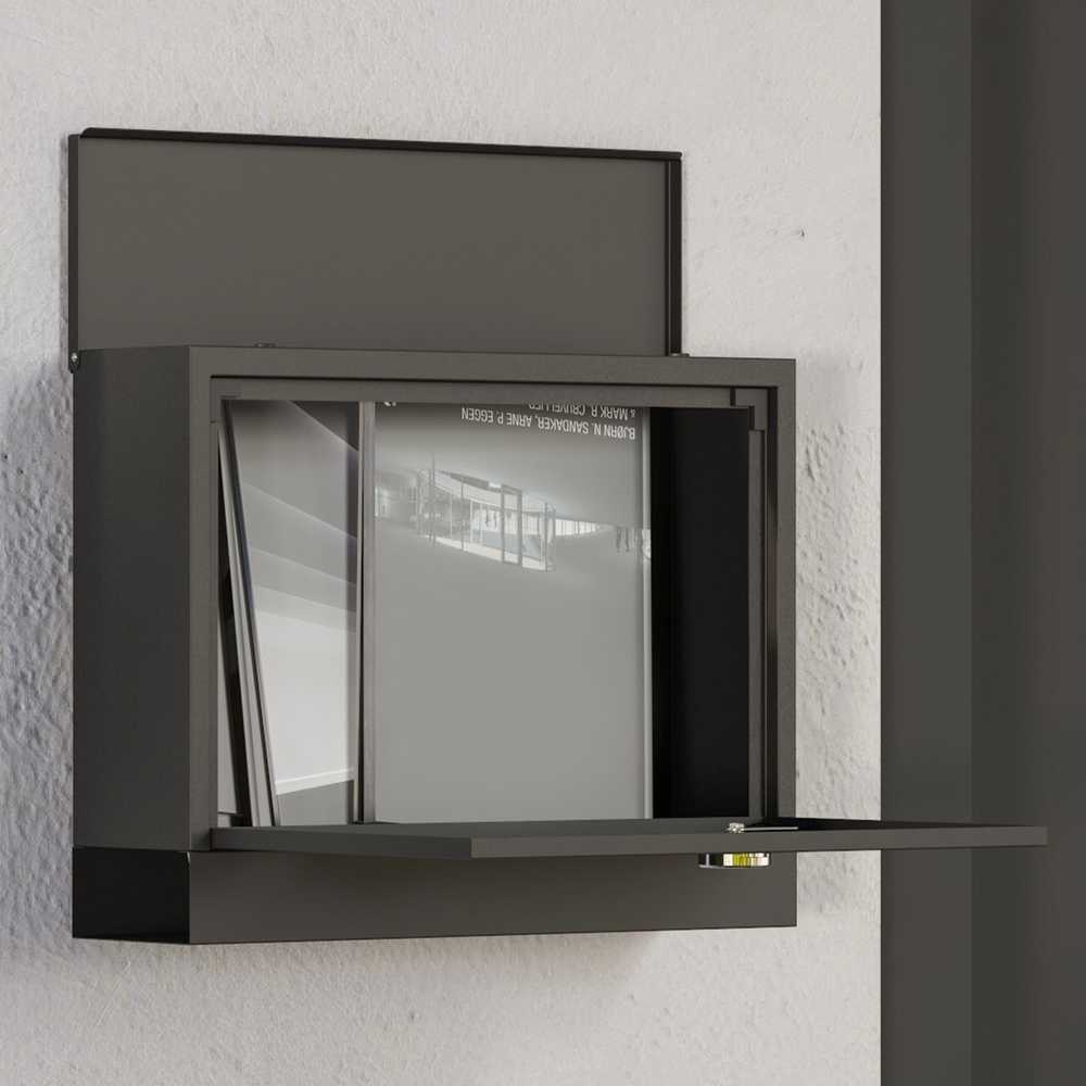 HOMCOM pašto dėžutė, juoda, su laikraščių skyriumi, metalinė, su langeliu, 2 raktai, atspari vandeniui, 36,5x11,5x29 cm