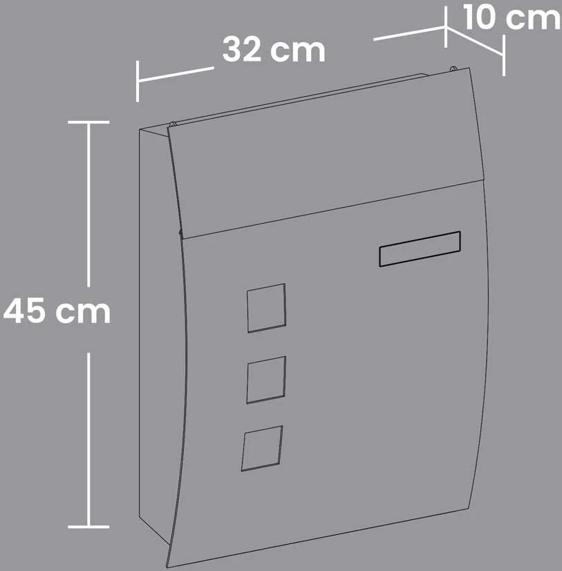 Pašto dėžutė SONGMICS, 32 x 10 x 45 cm, antracito spalvos