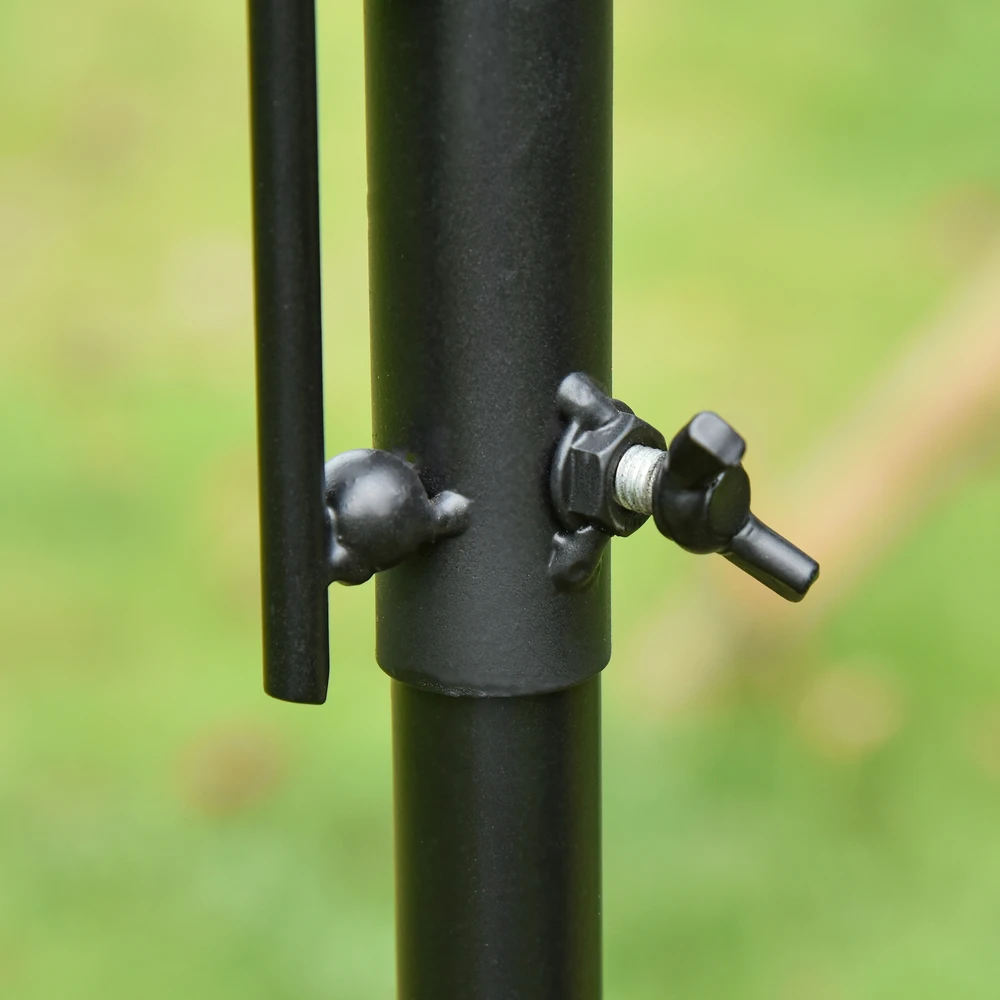 PawHut paukščių lesyklos stovas, vandens girdykla, lesyklėlė, pilnas paukščių lesyklos stulpas su 4 kabliukais, plieno, juodas, aukštis 208 cm
