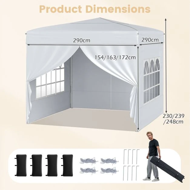 Paviljonas 290 x 290 x 230–248 cm