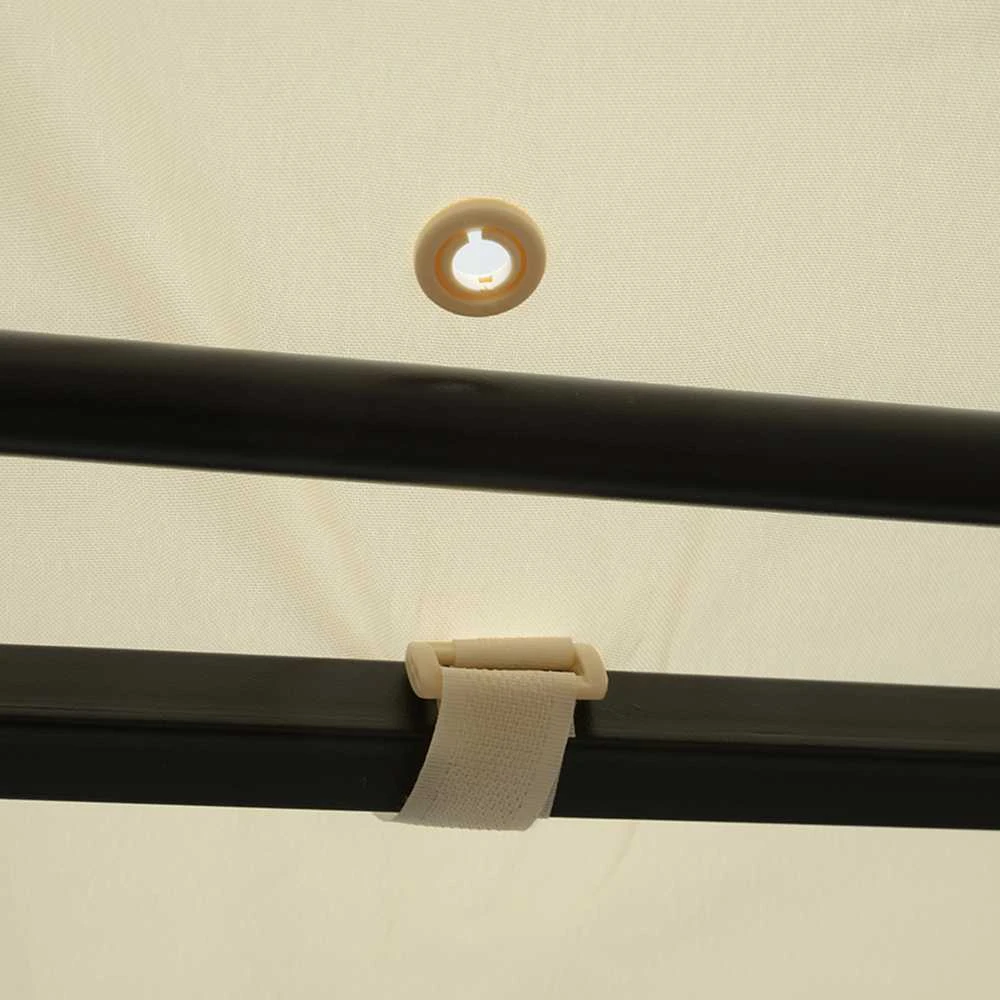 Outsunny pavėsinė, sodo pavėsinė, tentas, saulės tentas su nuleidžiamu šoniniu stogeliu, apsauga nuo UV spindulių, plienas + poliesteris, kreminė balta + juoda, 3 x 2,5 m