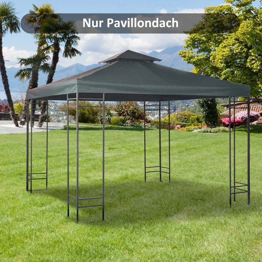 „Outsunny“ atsarginis stogas pavėsinėms, skirtas metalinėms sodo pavėsinėms, vakarėlių palapinėms, poliesteris, 3x3 m, anglies pilka
