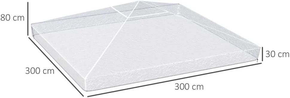 Outsunny Paviljono uždangalas 3x3m, atsparus vandeniui stabilus žiemai atsparus apsauginis gaubtas, paviljono stogo atsarginis apvalkalas sodo paviljonui, atsarginis stogas apsauga nuo lietaus brezentas, skaidrus
