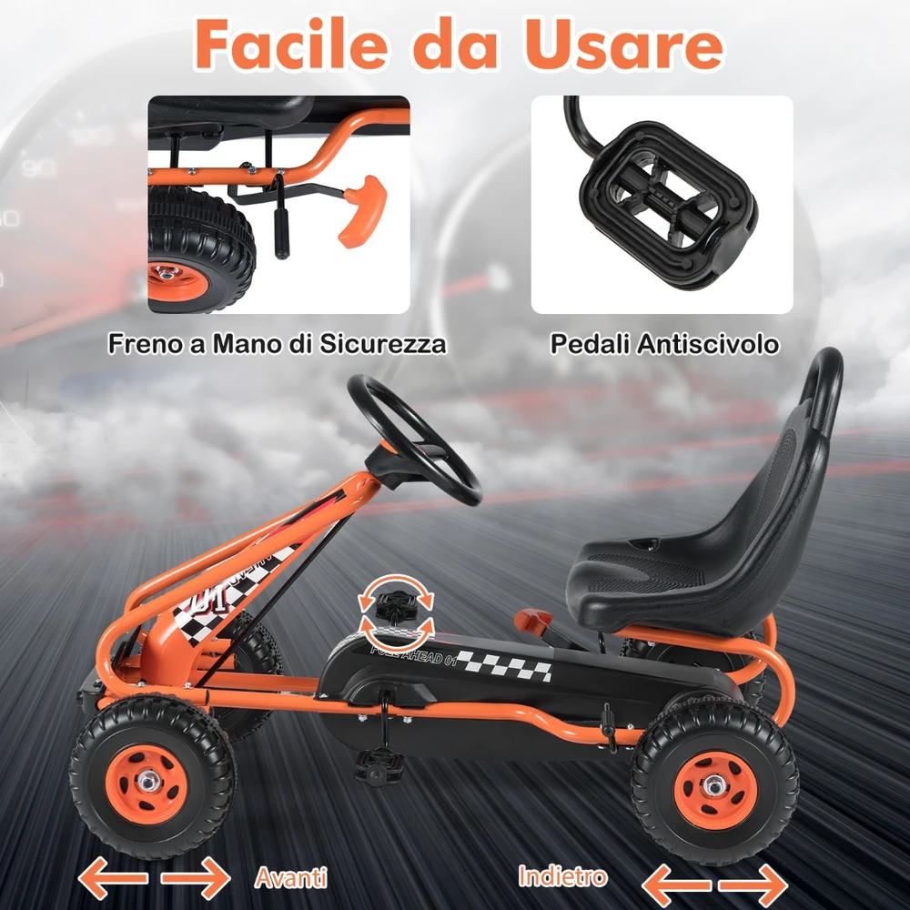 Pedalinis gokartas oranžinis