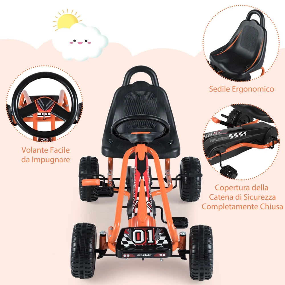Pedalinis gokartas oranžinis