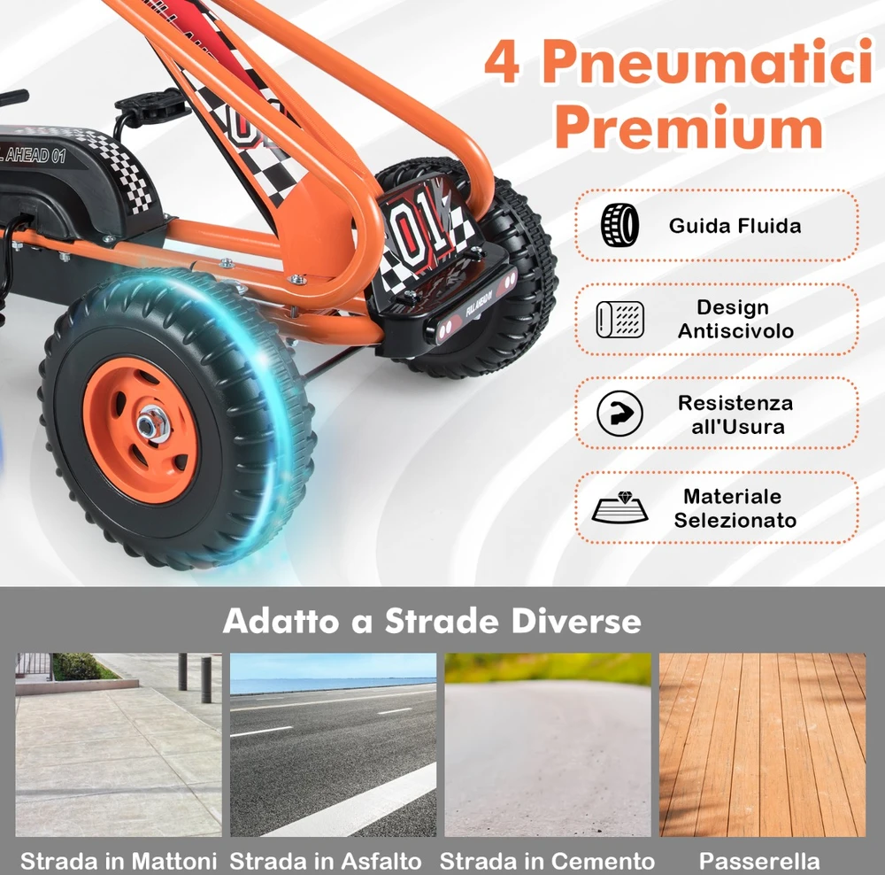 Pedalinis gokartas oranžinis