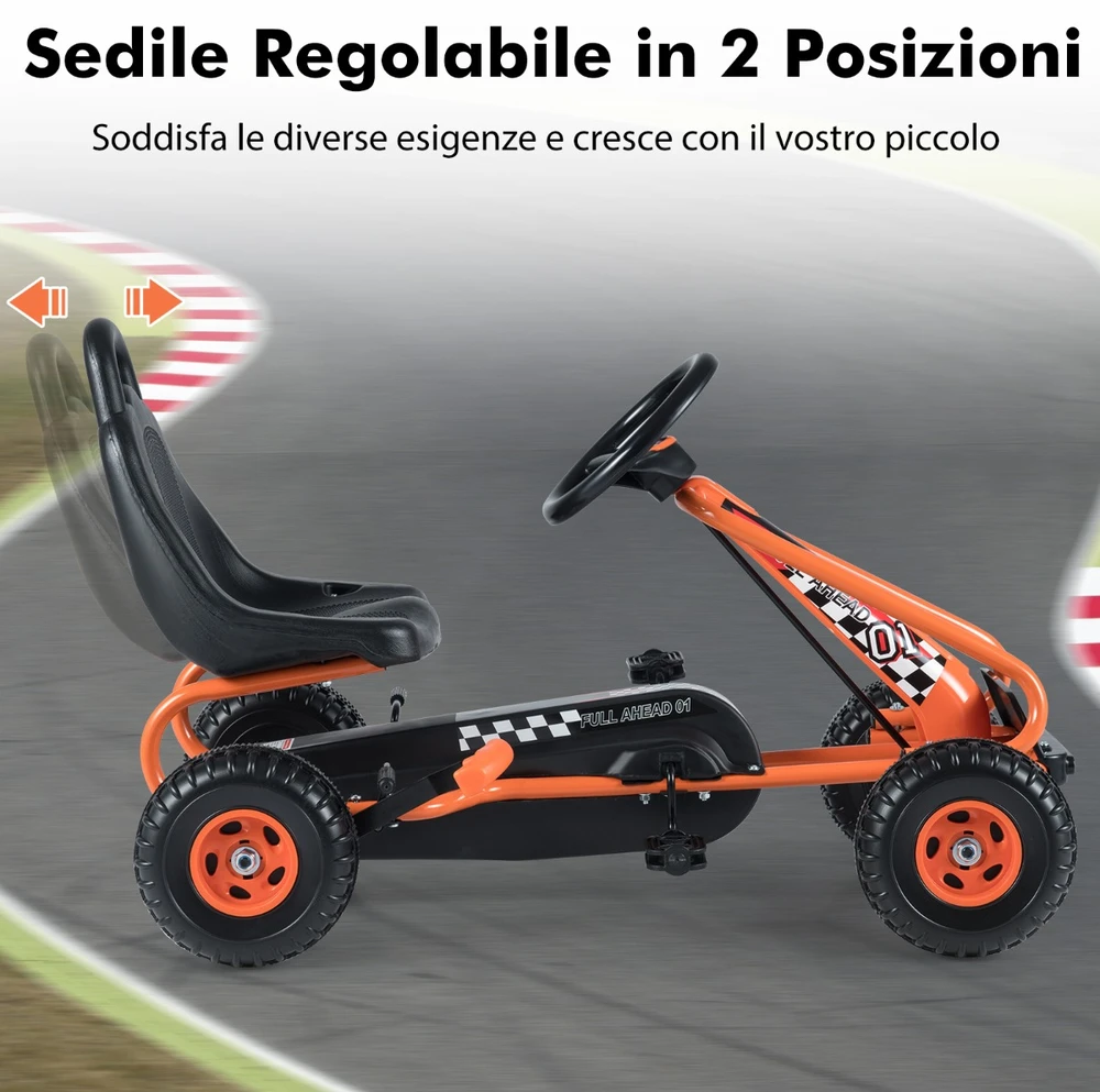 Pedalinis gokartas oranžinis