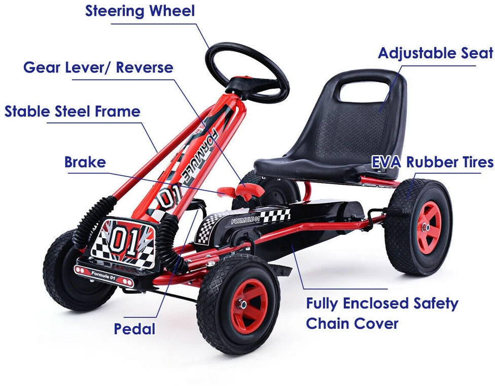 Pedalinis kartingas Raudonas