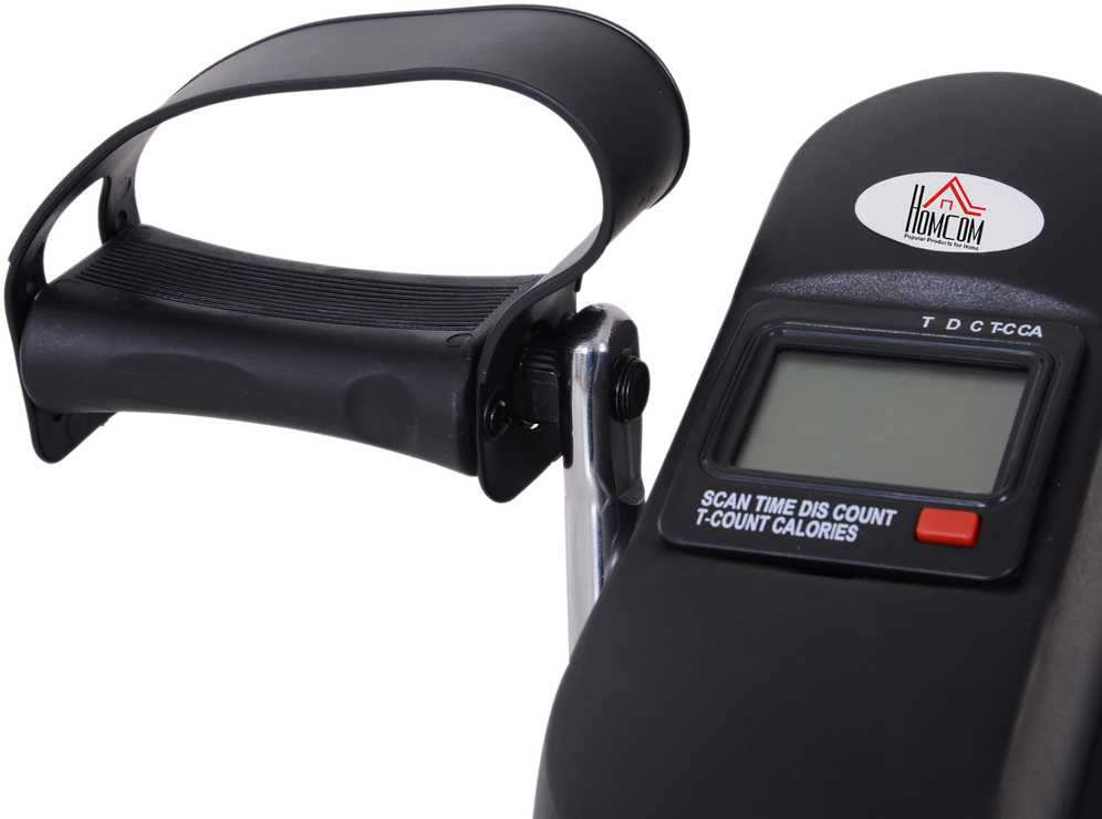 HOMCOM mini dviračio treniruoklis, pedalų treniruoklis su LCD ekranu, ketaus, juodas, 35x40x31 cm